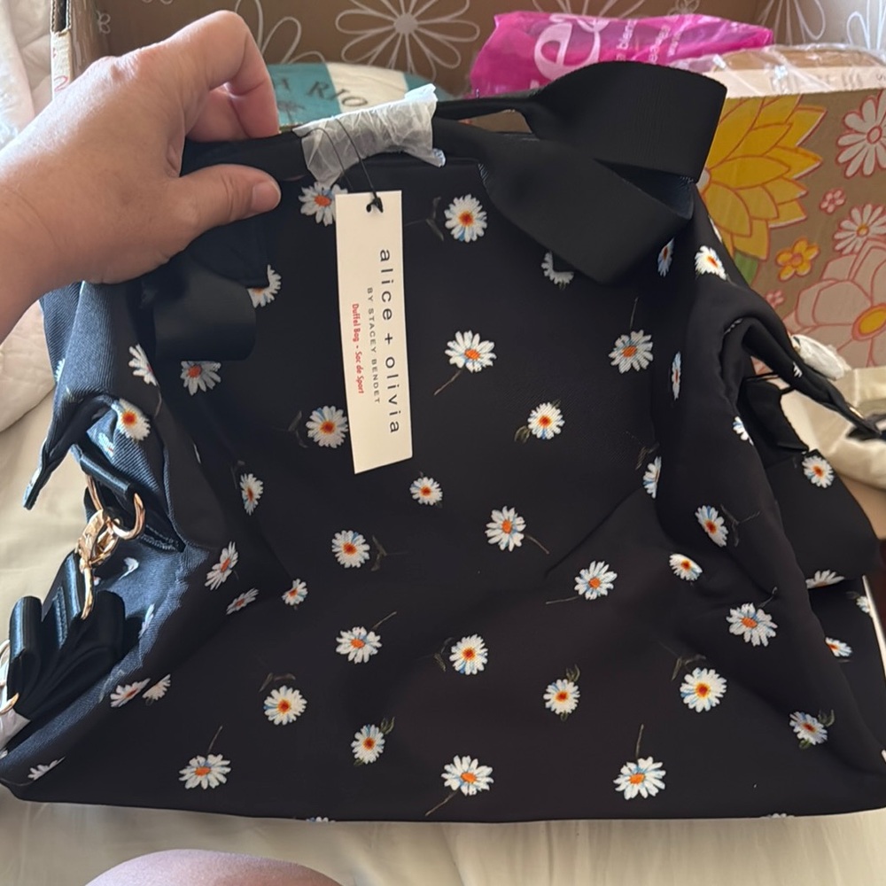 Alice + Olivia Black Daisy Tote Bag